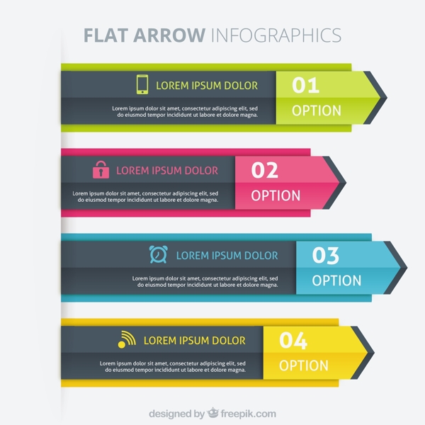 彩色平板箭头图表模板