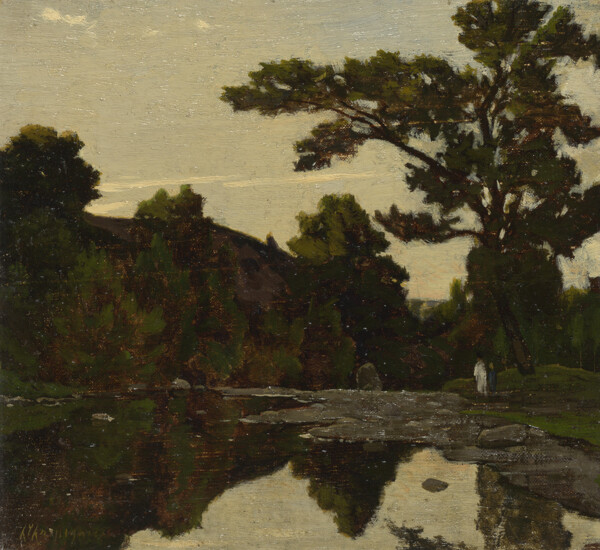 HenriJosephHarpigniesARiverScene画家古典画古典建筑古典景物装饰画油画