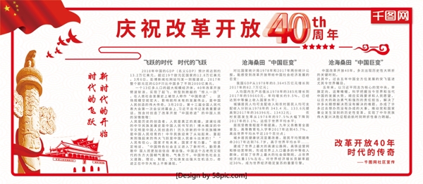 党建风庆祝改革开放40周年党建展板