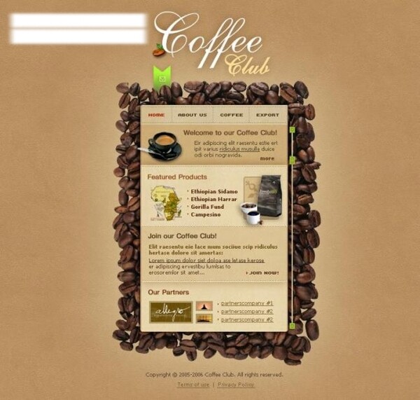 美食餐厅棕色背景网页模版咖啡咖啡豆图片