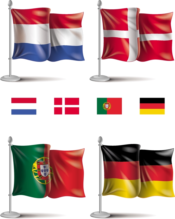 各种国家旗子欧洲杯足球矢量素材