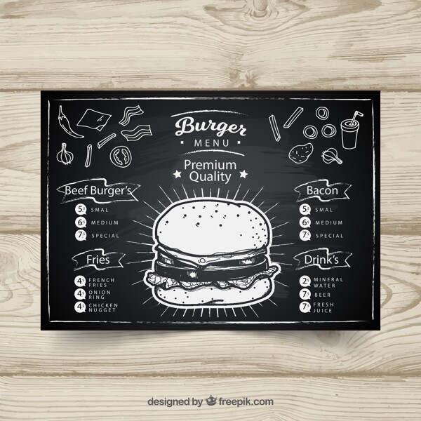汉堡包店黑板画菜图片
