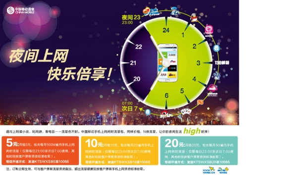 中国移动夜间上网资费海报