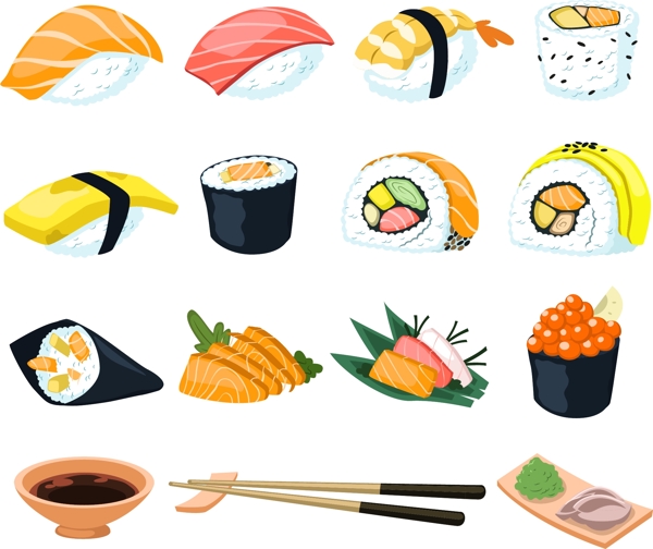 扁平化日本料理寿司图标