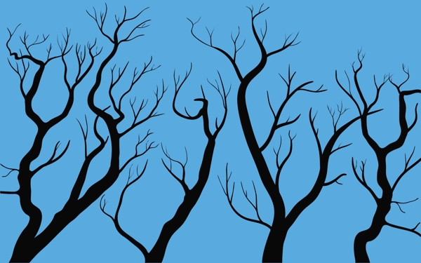 秋天树木与蓝色背景矢量素材
