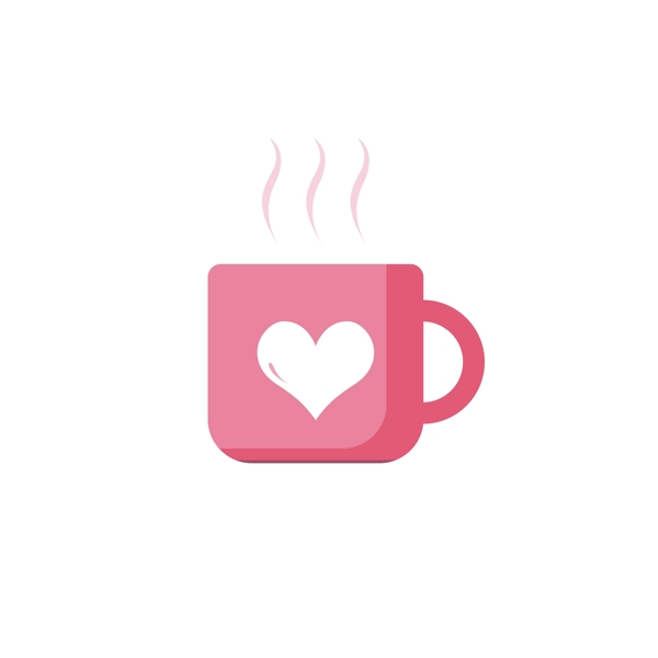 原创矢量粉色桃心卡通杯子咖啡杯