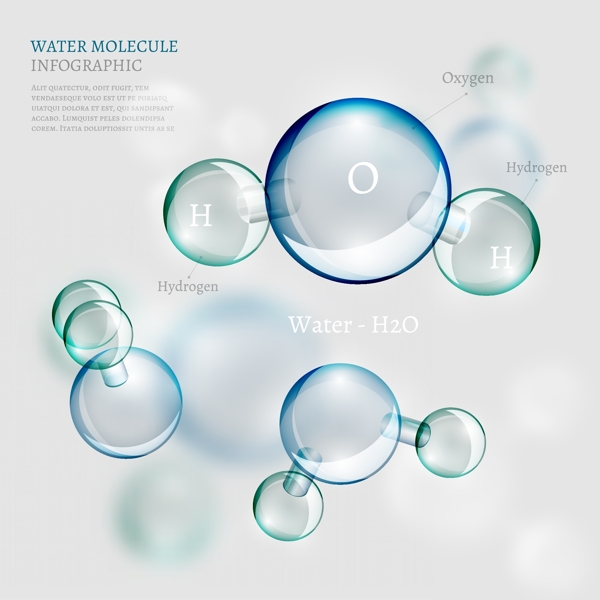 透明水分子信息图表元素矢量素材