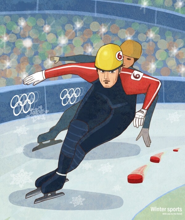 漫画滑冰速滑运动图片