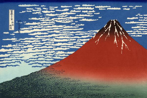 红色的富士山图片