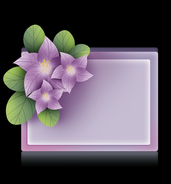 立体紫色花朵标题框