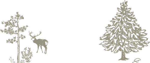 硅藻泥花纹松树小鹿