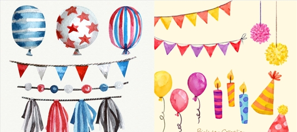 水彩气球生日派对