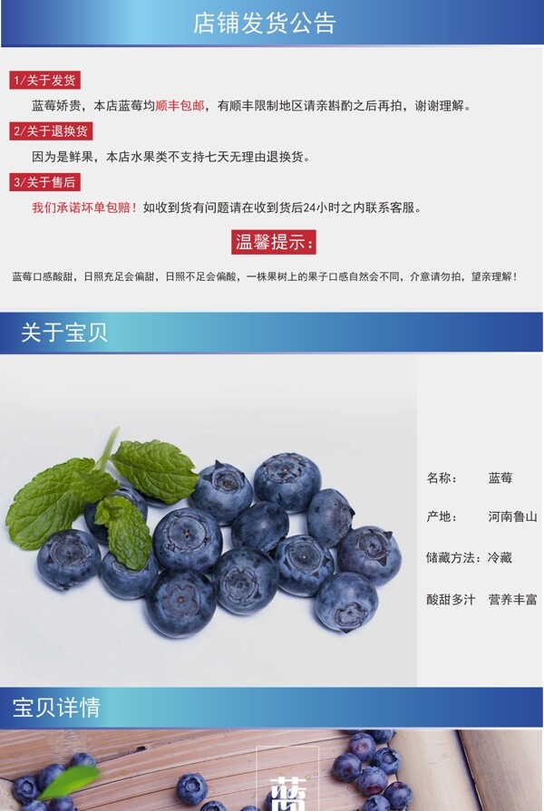 蓝莓详情页淘宝电商美食水果
