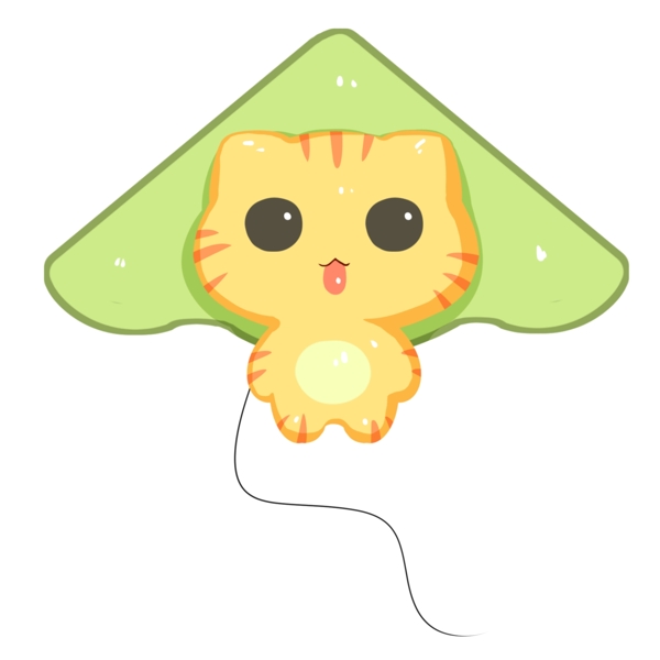 绿色的小猫风筝插画