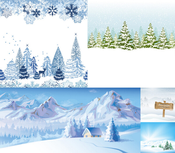 5冬天的雪插画矢量材料