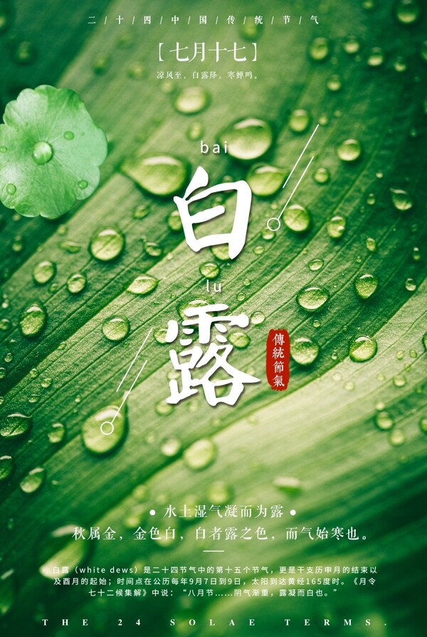 2018简约创意二十四节气白露节气海报