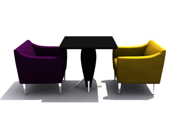 豪华雅座餐桌椅3D模型