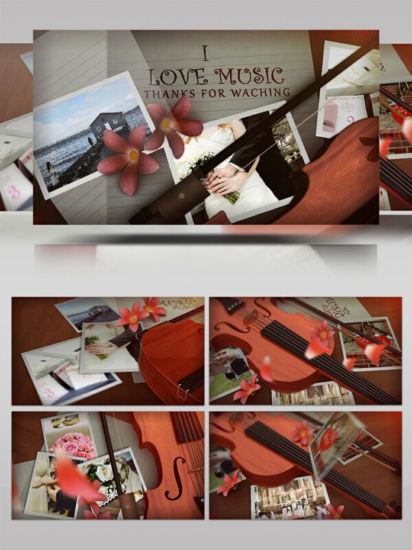 优雅的小提琴电子相册展示ae模板