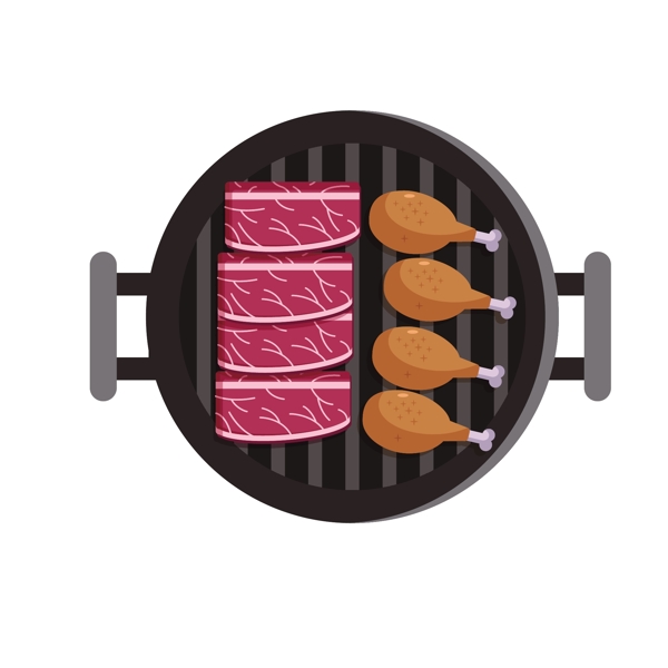 手绘烤肉架烧烤元素设计