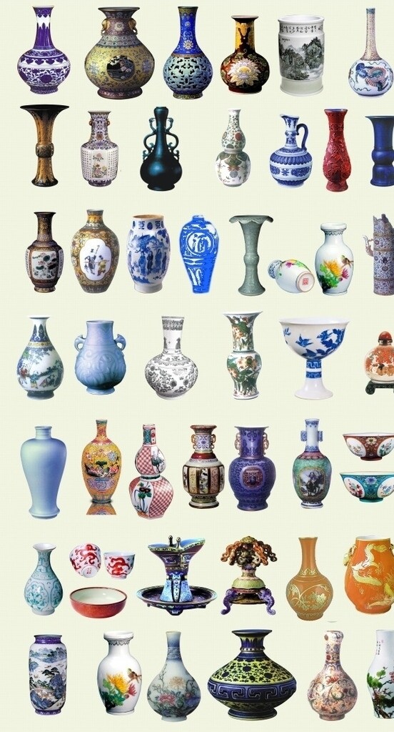 古典陶瓷花瓶psd素材图片