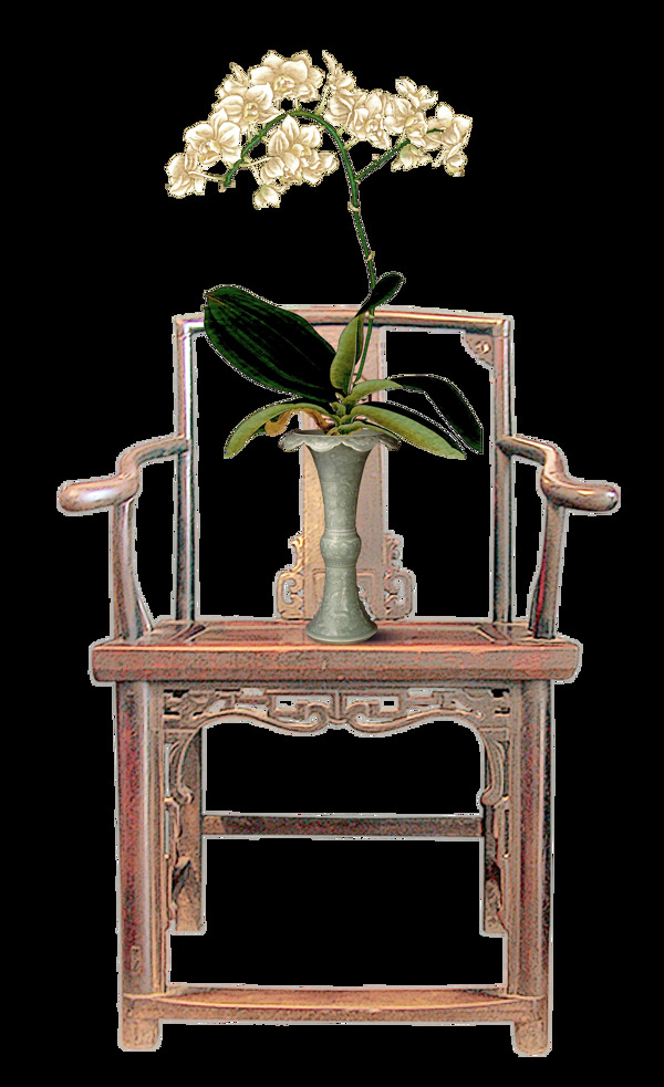 古代优雅木椅图案元素