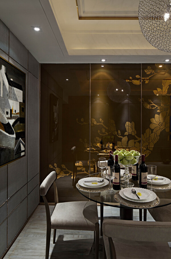 现代简约风室内设计餐厅装饰画效果图
