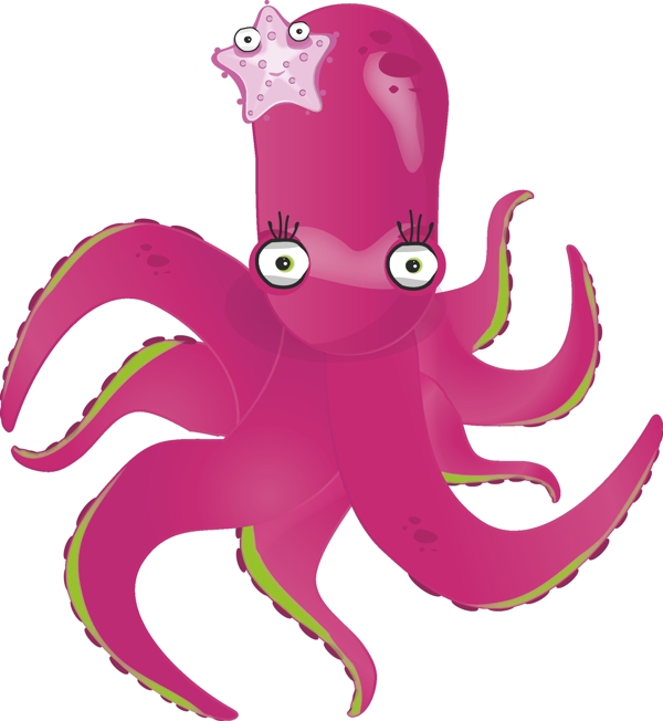 卡通紫色章鱼素材设计