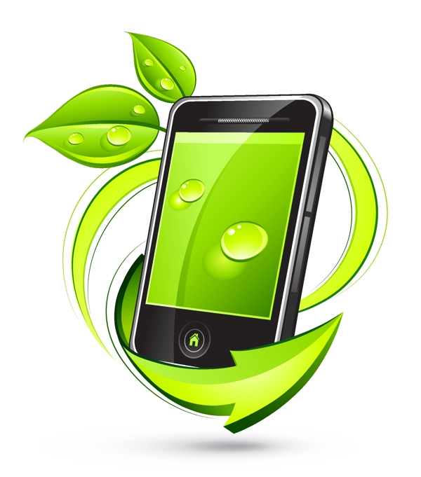 绿色智能手机矢量素材