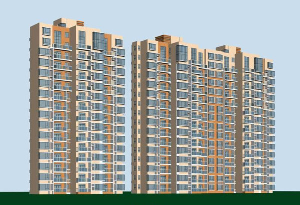 联排式高层住宅建筑3D模型