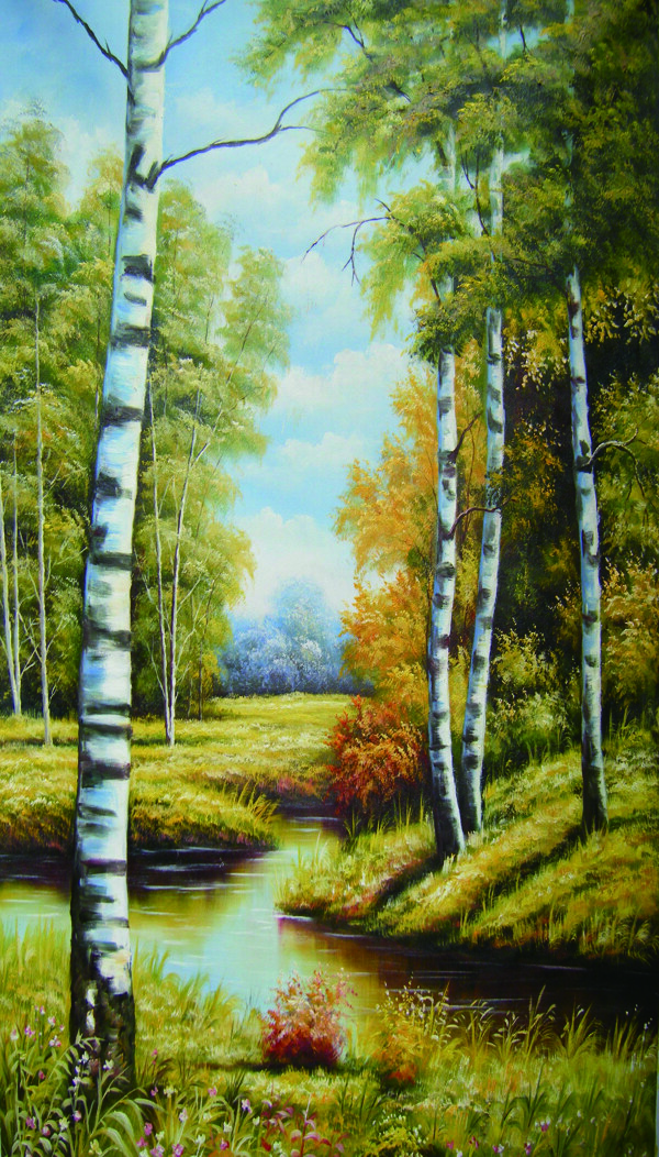 树林油画风景