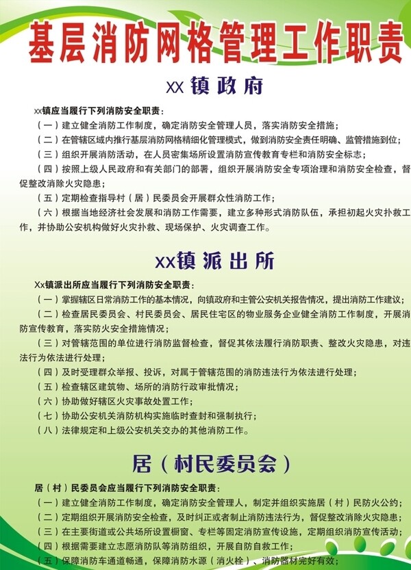 基层消防网格管理工作职责