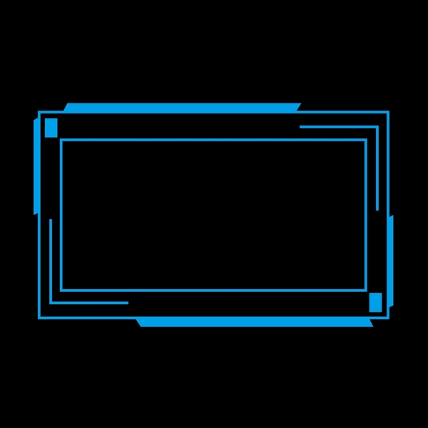 简约线条蓝色未来感科技边框方框对话框元素