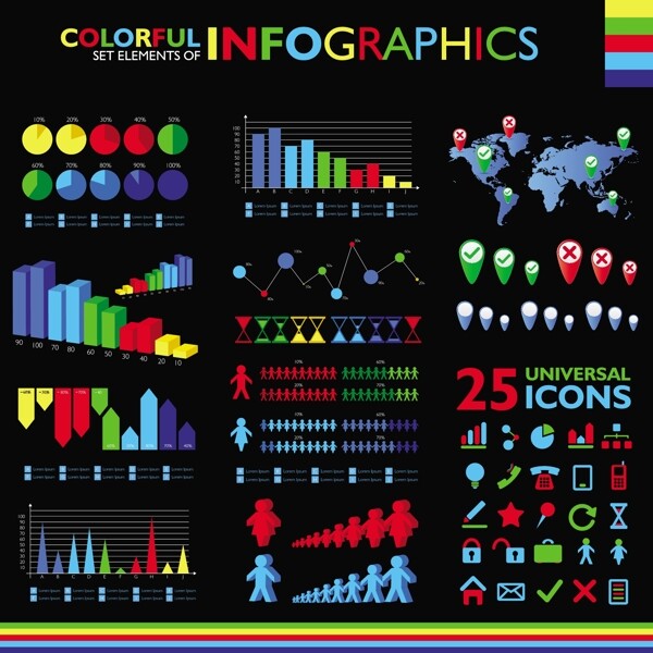 彩色矢量信息图表元素图片