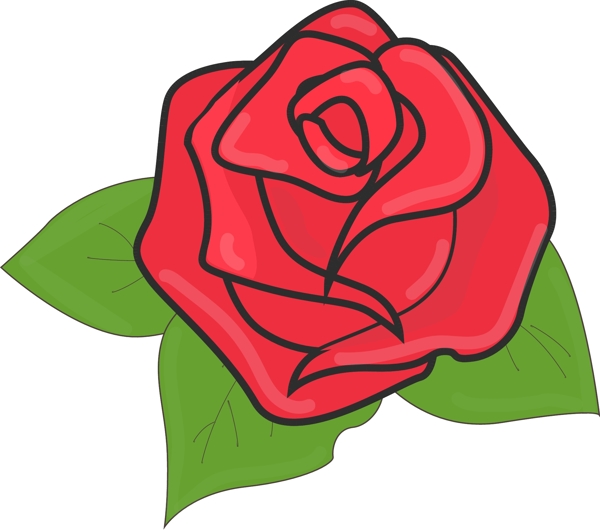 手绘红色玫瑰花花朵