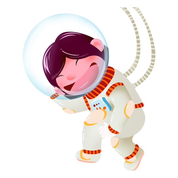 手绘卡通穿着宇航服的可爱男孩设计元素