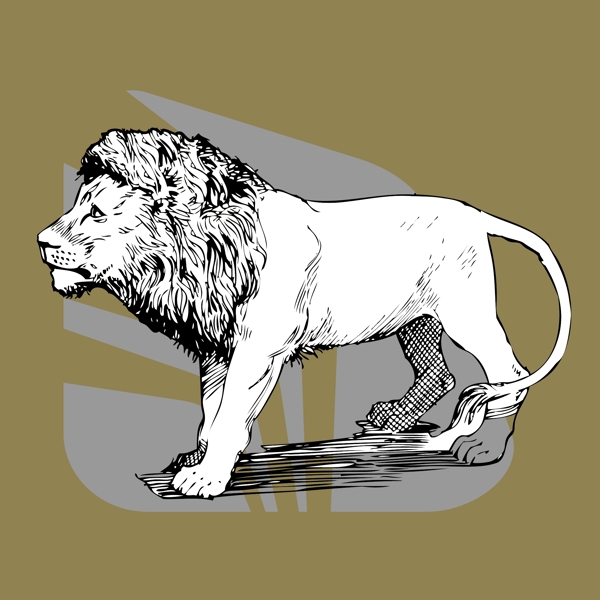 印花矢量图动物狮子男装免费素材
