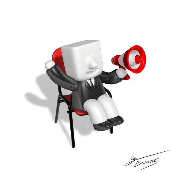3D模型小人坐在椅子上喊话