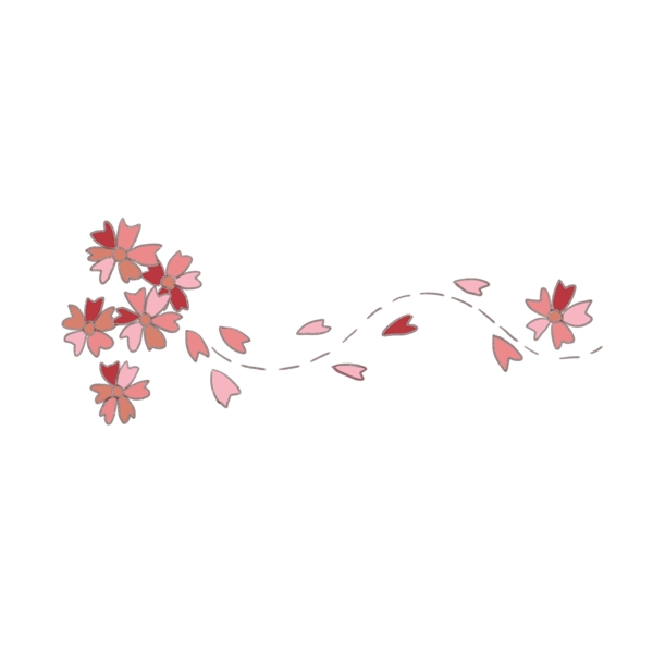 红色花朵分割线插画