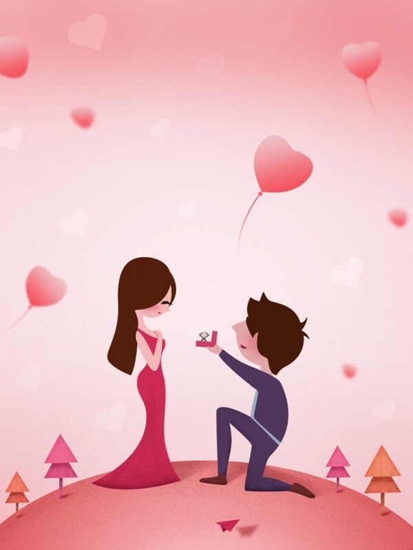 浪漫告白心形气球背景