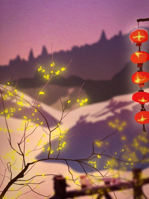 中华风手绘灯笼元素设计