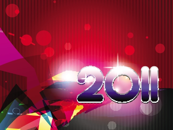 2011年新年快乐立体字矢量图