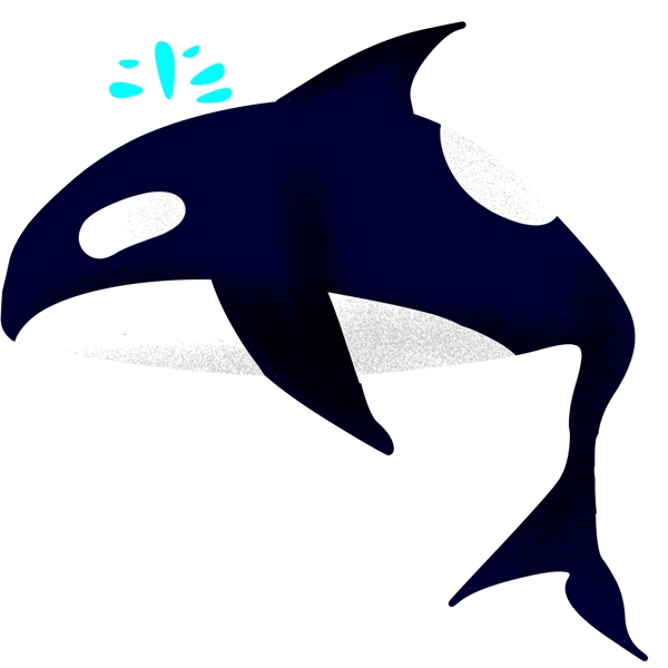 蓝黑色游动的鲸鱼插画