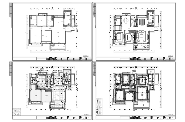 高层三房户型CAD施工图纸