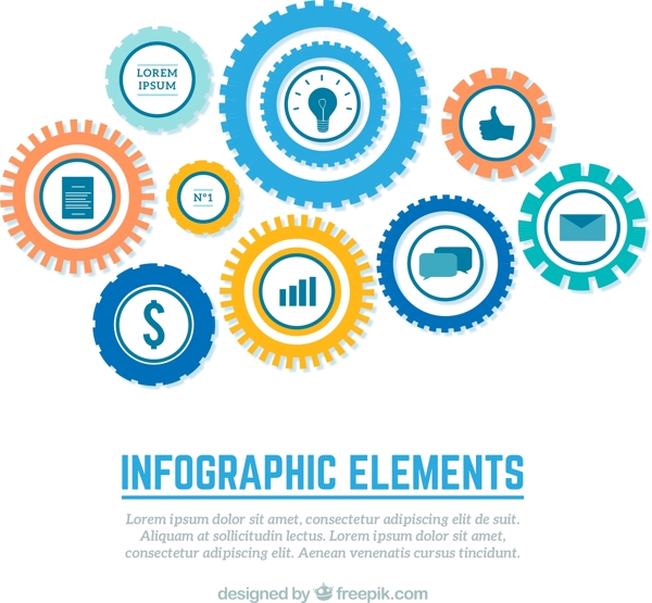 彩色商务齿轮组矢量素材