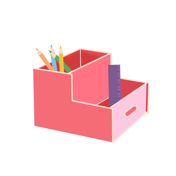 手绘粉色扁平化简约文具盒