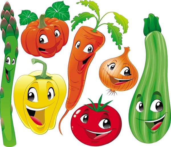 可爱的卡通蔬菜