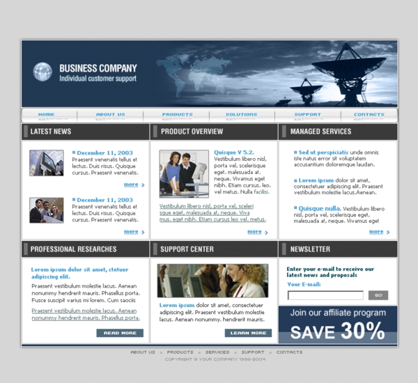 企业高级客户商务网页模板