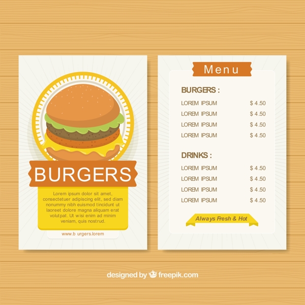 汉堡快餐菜单平面设计模板
