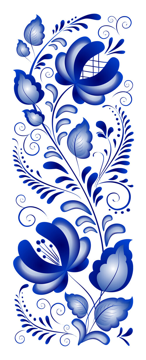 美丽的蓝色的花饰品设计矢量