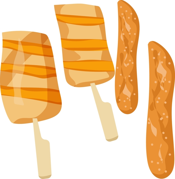 黄色的烤肠装饰插画